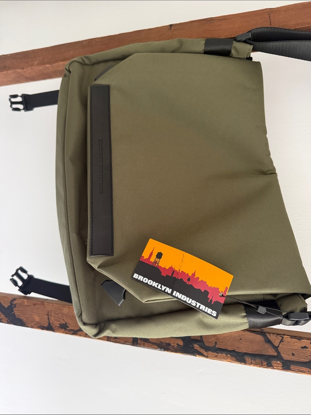 Brooklyn Industries Olive Green Messenger Bag with Black Accents